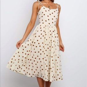 Petal & Pup Camryn Midi Pleated Polka Dot Dress